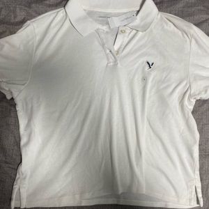 White crop polo shirt